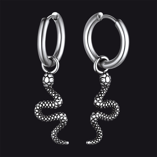 FaithHeart Snake Dangle Hoop Earrings Stainless Steel FaithHeart