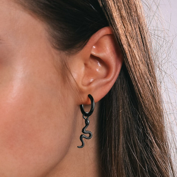 FaithHeart Crawl Snake Drop Hoop Earrings for Men Women FaithHeart