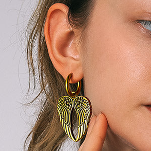 FaithHeart Punk Angel Wing Hoop Dangle Earrings for Men FaithHeart