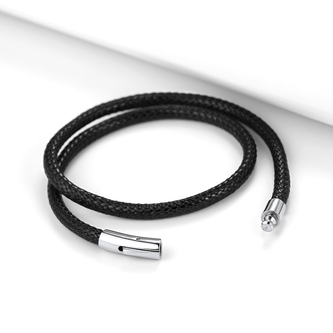 FaithHeart Black Braided Double Leather Bracelet FaithHeart