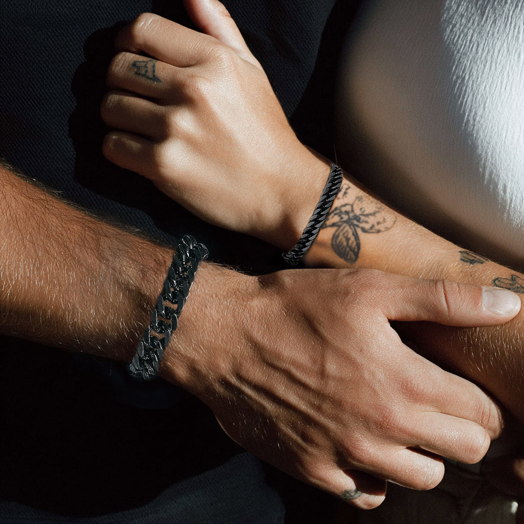 Couple Wearing Matching 8mm&12mm Cuban Bracelets
