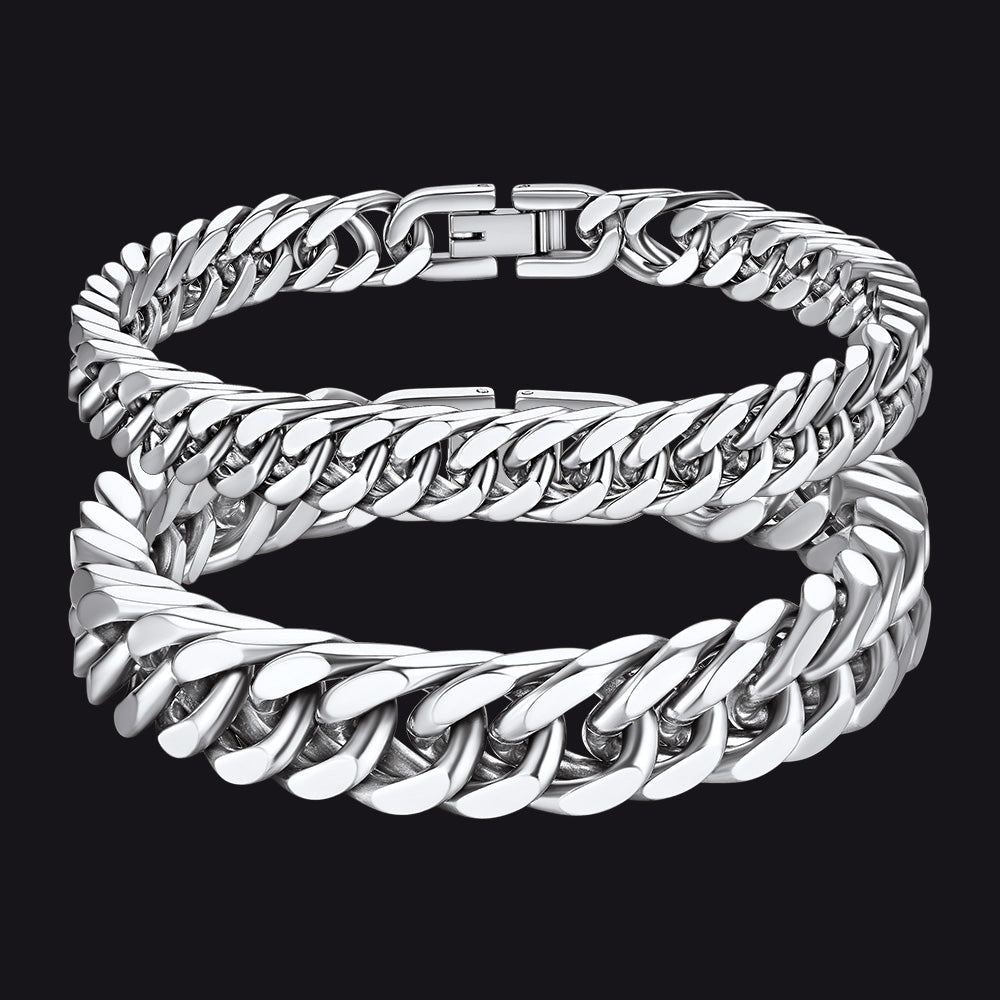 Steel Cuban Link Bracelet for Couples