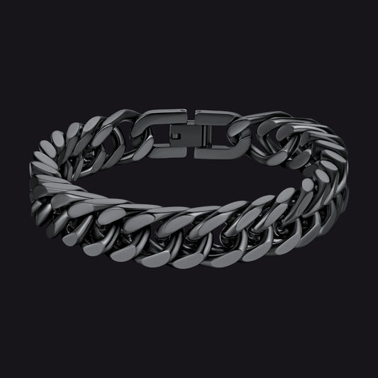 FaithHeart Miami Cuban Link Bracelet for Men, 8/12/17mm Widthimg