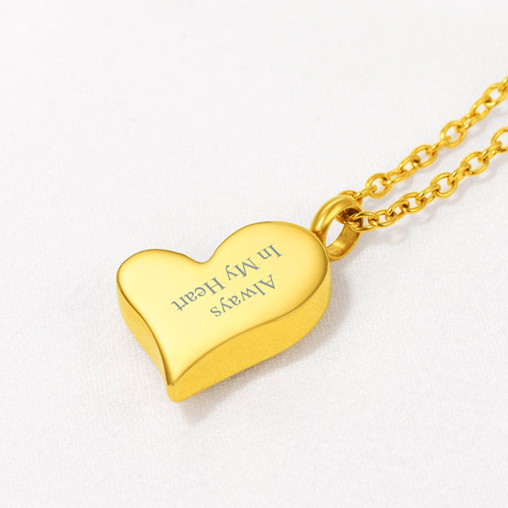 heart cremation necklace in back customize text
