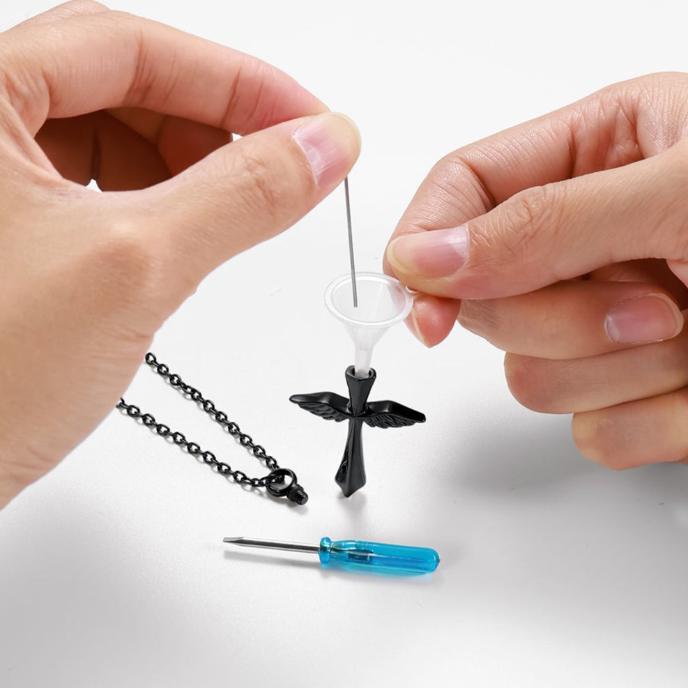 Wings Cross Urn Ashes Pendant Cremation Necklace