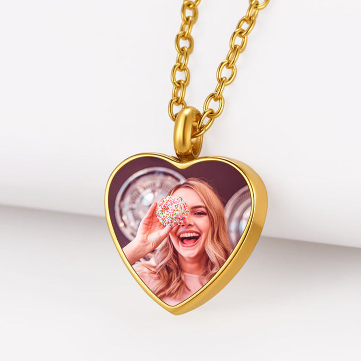 Personalised Picture Heart Urn Pendant Necklace for Ashes FaithHeart Jewelry