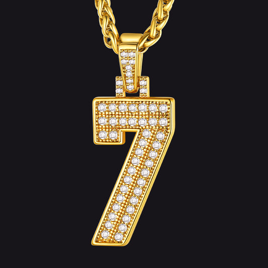 White Gold CZ Jersey Number Chain Necklaceimg