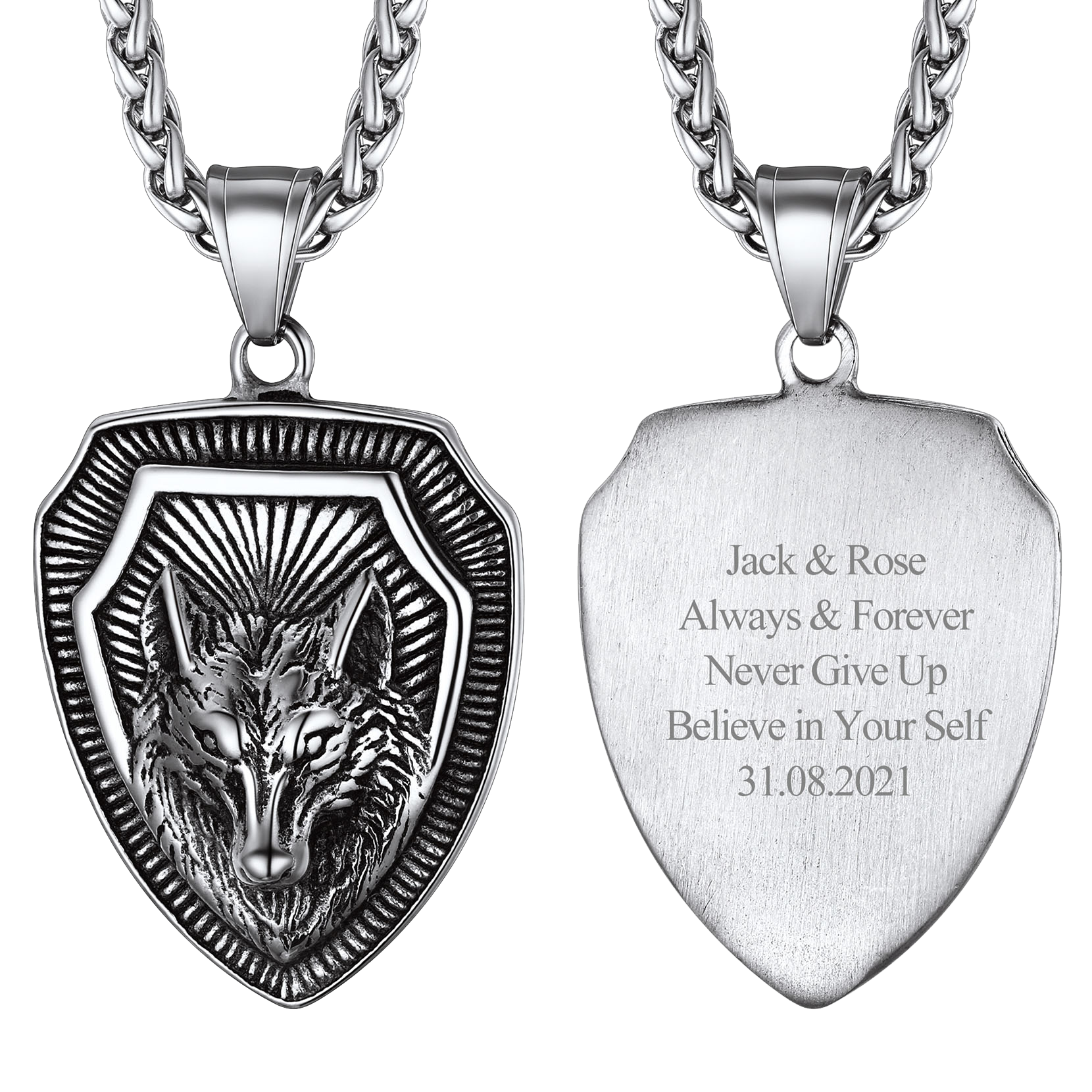 FaithHeart Viking Nordic Wolf Amulet Stainless Steel Pendant Necklace FaithHeart Jewelry