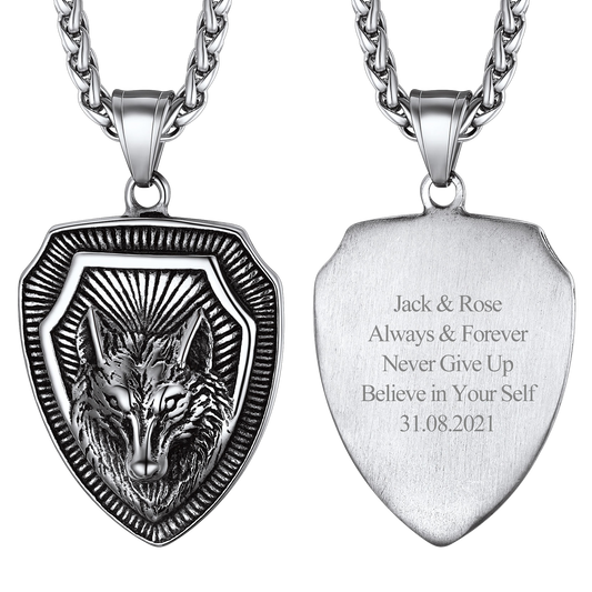 FaithHeart Viking Nordic Wolf Amulet Stainless Steel Pendant Necklace FaithHeart Jewelryimg