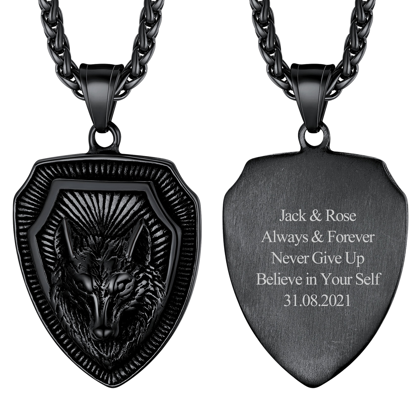 FaithHeart Viking Nordic Wolf Amulet Stainless Steel Pendant Necklace FaithHeart Jewelry