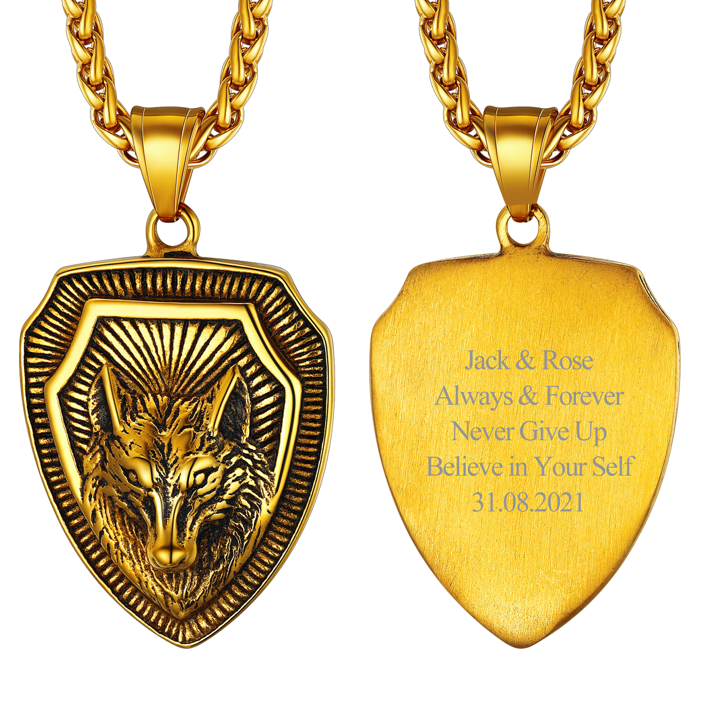 FaithHeart Viking Nordic Wolf Amulet Stainless Steel Pendant Necklace FaithHeart Jewelry