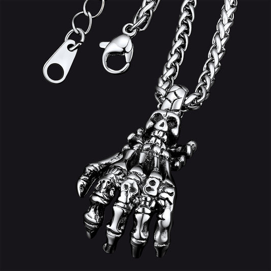 FaithHeart Gothic Skeleton Hand Pendant Necklace Claw Vintage Necklace FaithHeartimg