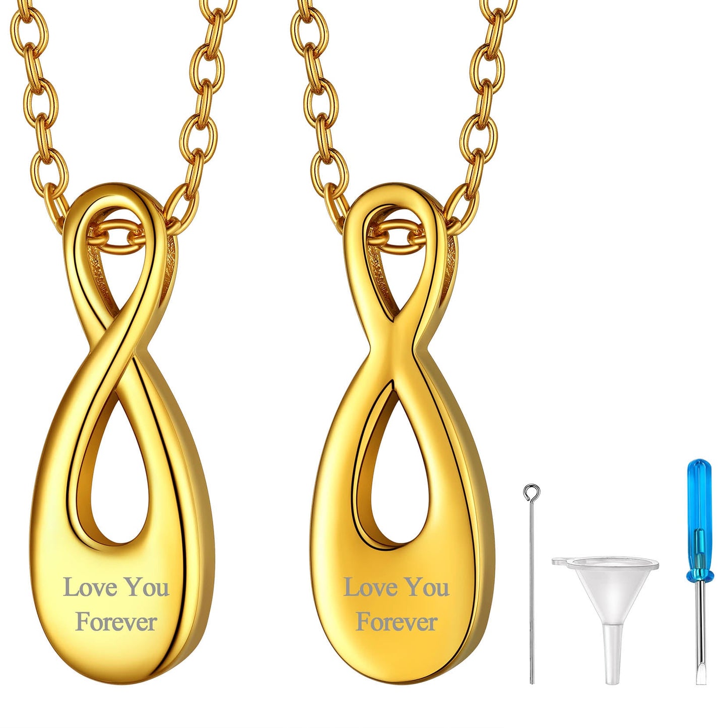 Customized Gold Infinity Urn Necklace Cremation Jewelry for Ashes FaithHeart Jewelry
