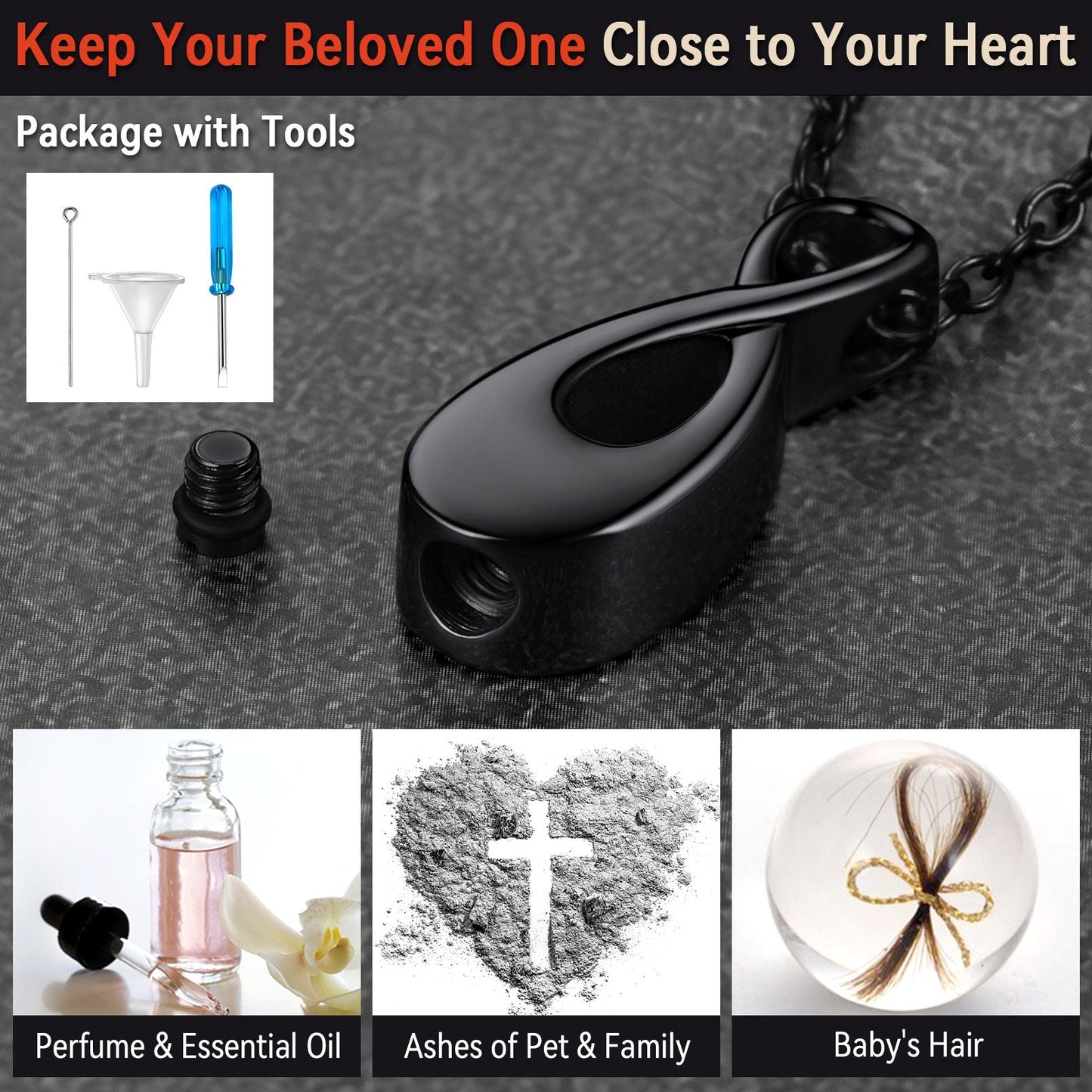 Customized Infinity Urn Necklace Cremation Jewelry for Ashes FaithHeart Jewelry