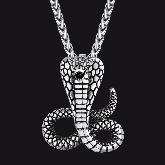 FaithHeart Cobra Pendant Necklace Stainless Steel Punk Jewelry FaithHeart