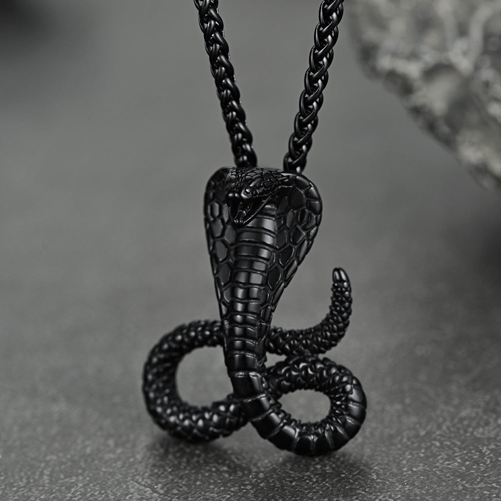 FaithHeart Cobra Pendant Necklace Stainless Steel Punk Jewelry FaithHeart