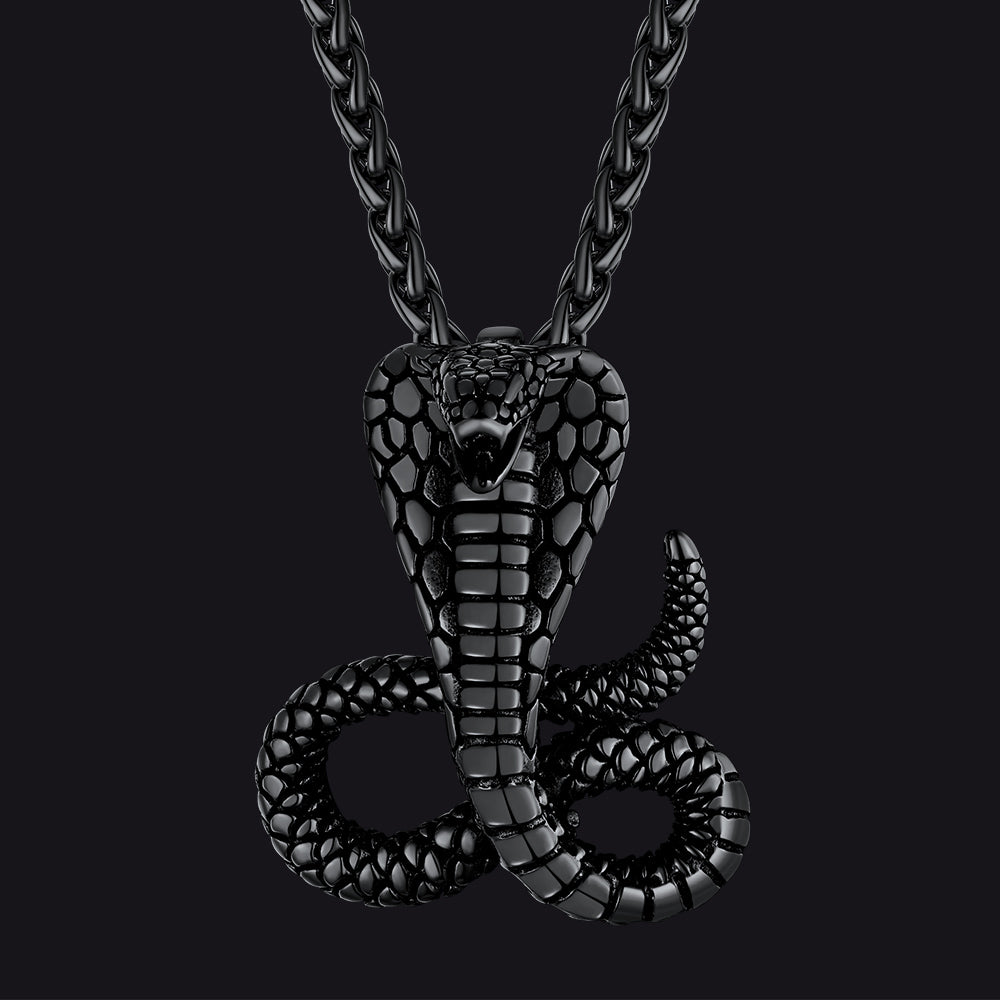 FaithHeart Cobra Pendant Necklace Stainless Steel Punk Jewelry FaithHeart