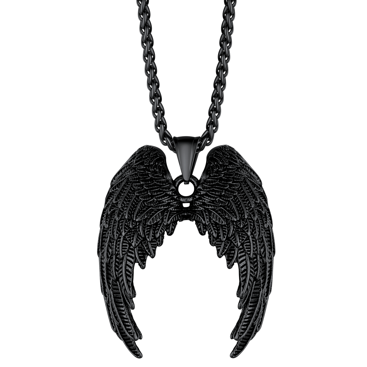Black Angel Wings Pendant Necklace