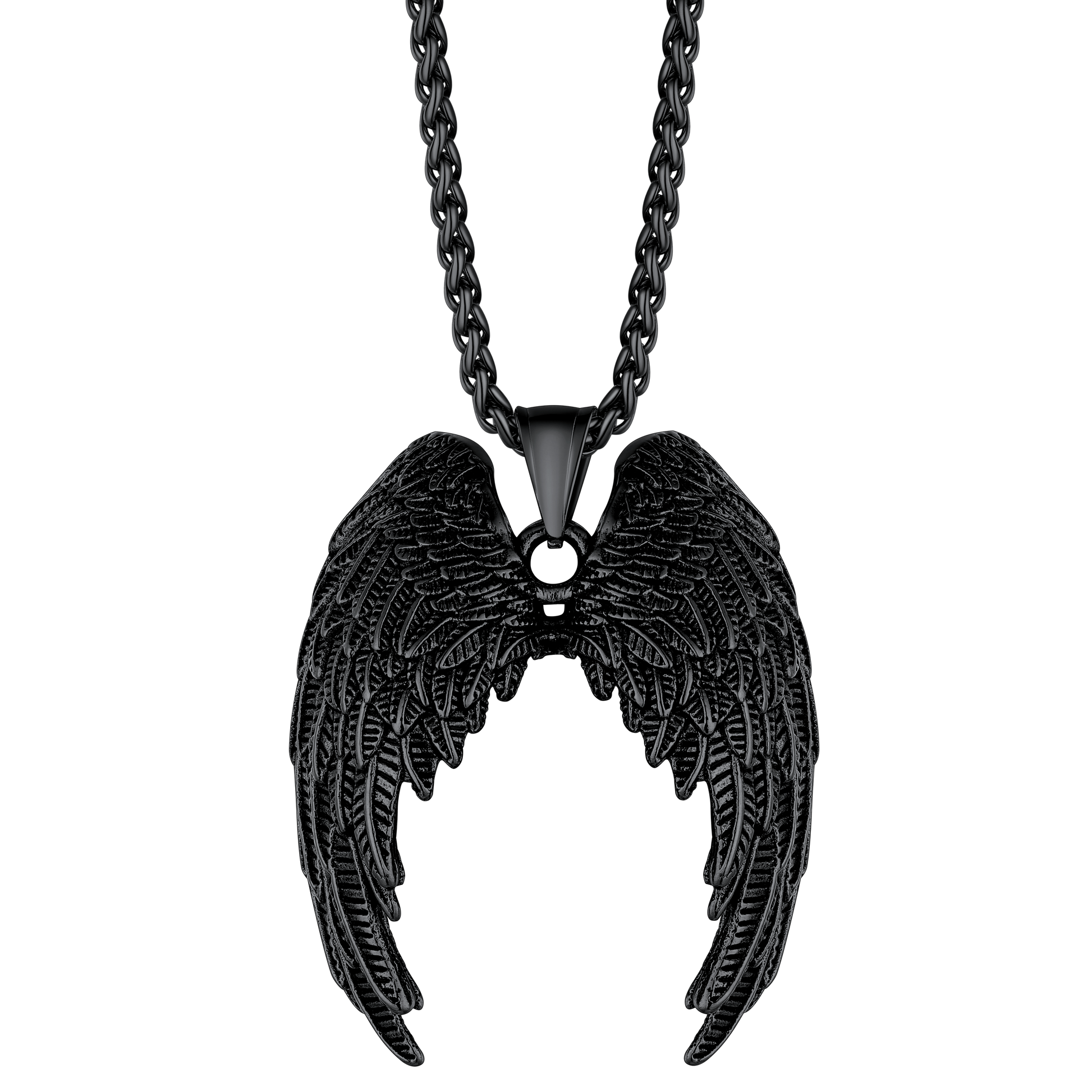 Black Angel Wings Pendant Necklace