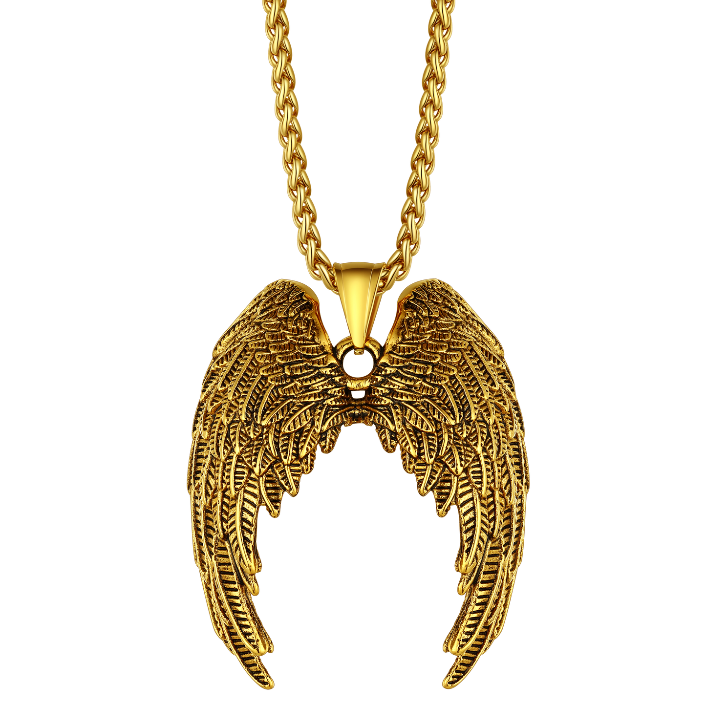 Golden Angel Wings Pendant Necklace