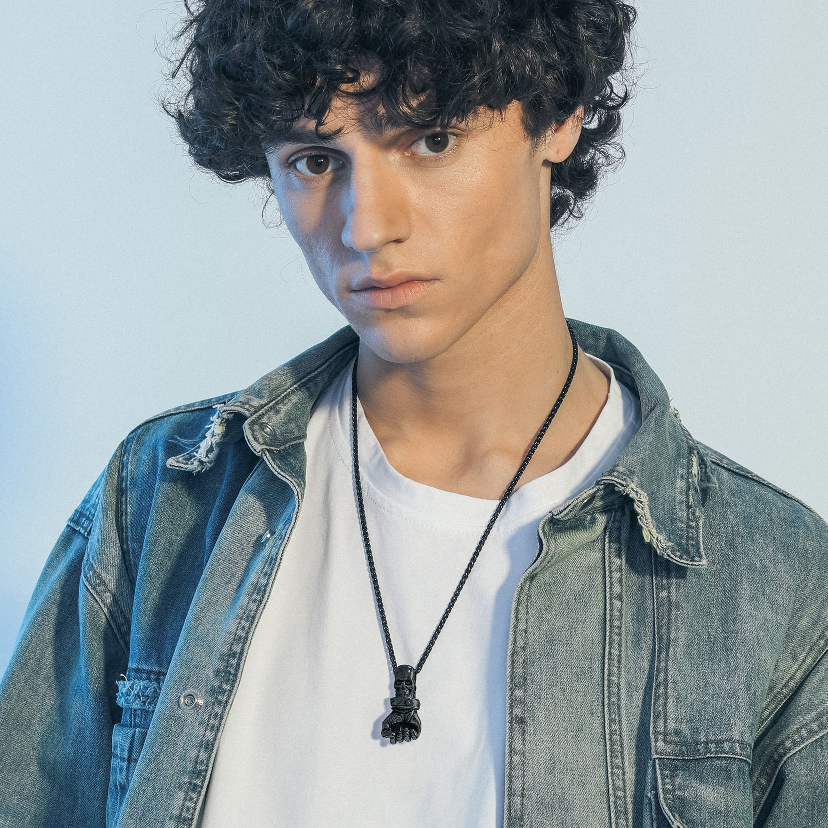 FaithHeart Punk Skull Fist Pendant Necklace for Men FaithHeart