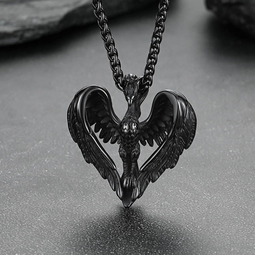 Vintage Viking Stainless Steel Phoenix Pendant Necklace for Men FaithHeart Jewelry