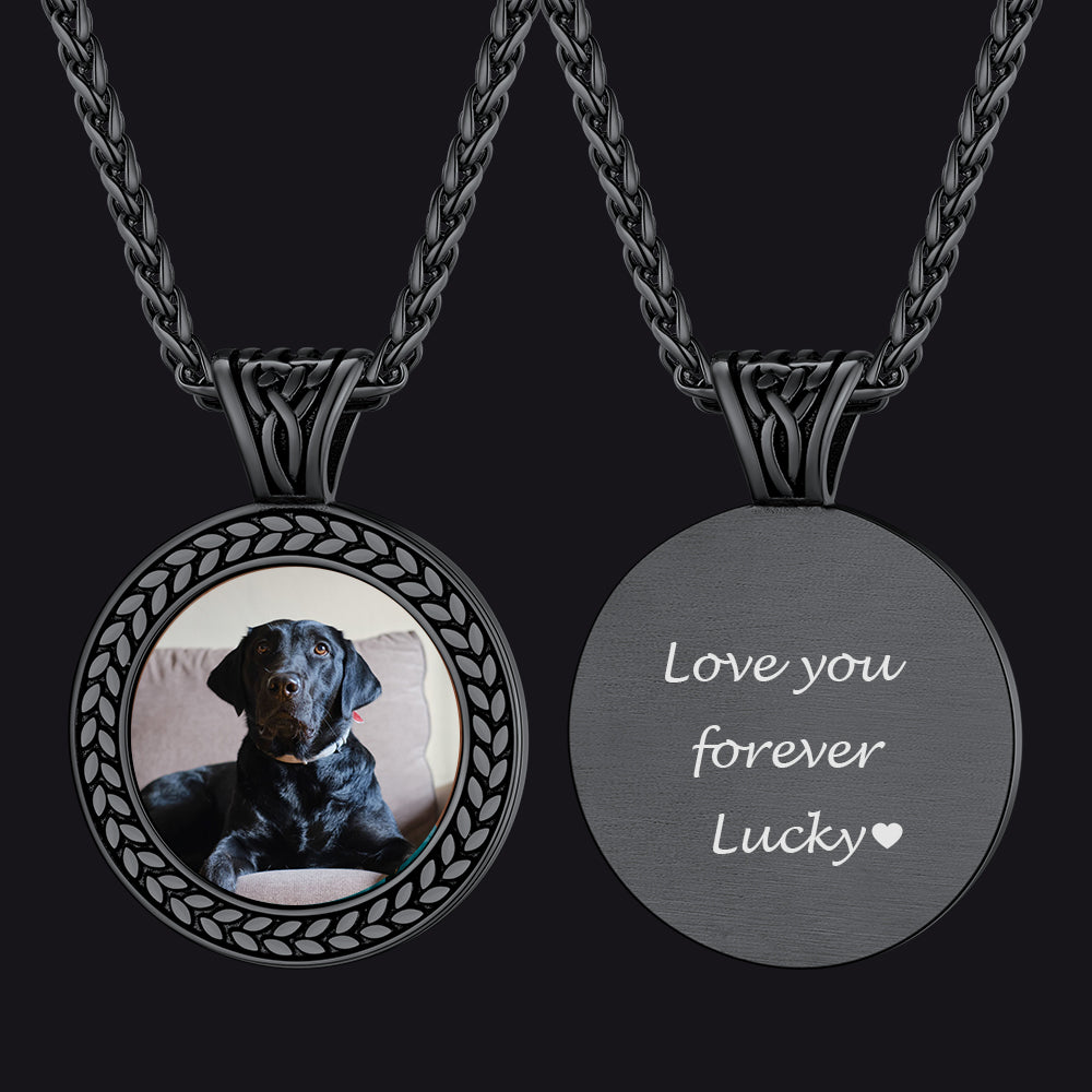 Custom Pet Memorial Photo Necklace Pendant in Steel for Men and Women