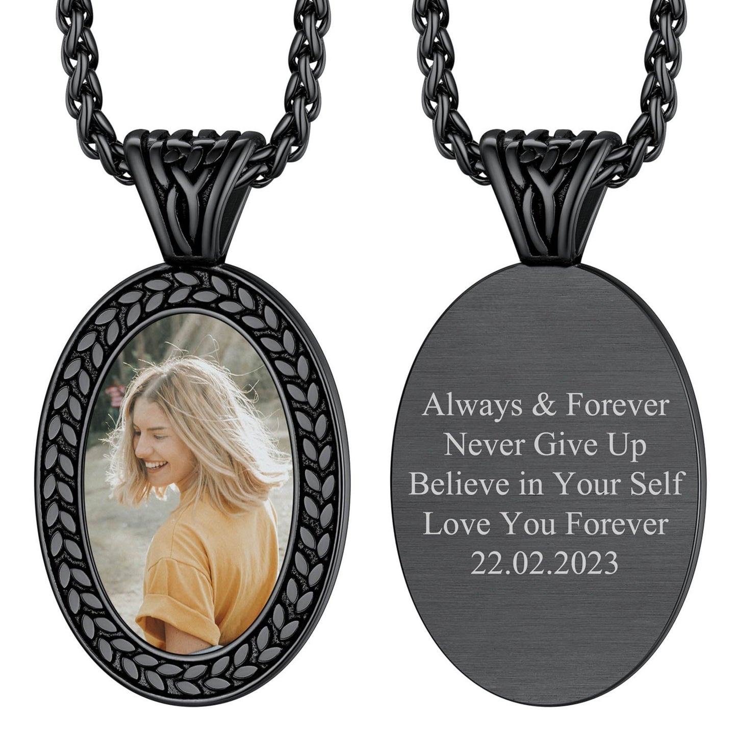 Custom Photo Necklace with engraved message, a perfect gift