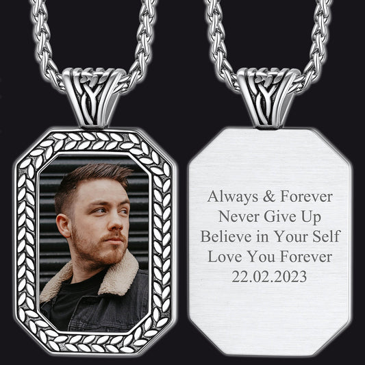 Customized Picture Dog Tag Necklace Photo Pendant for Men FaithHeartimg