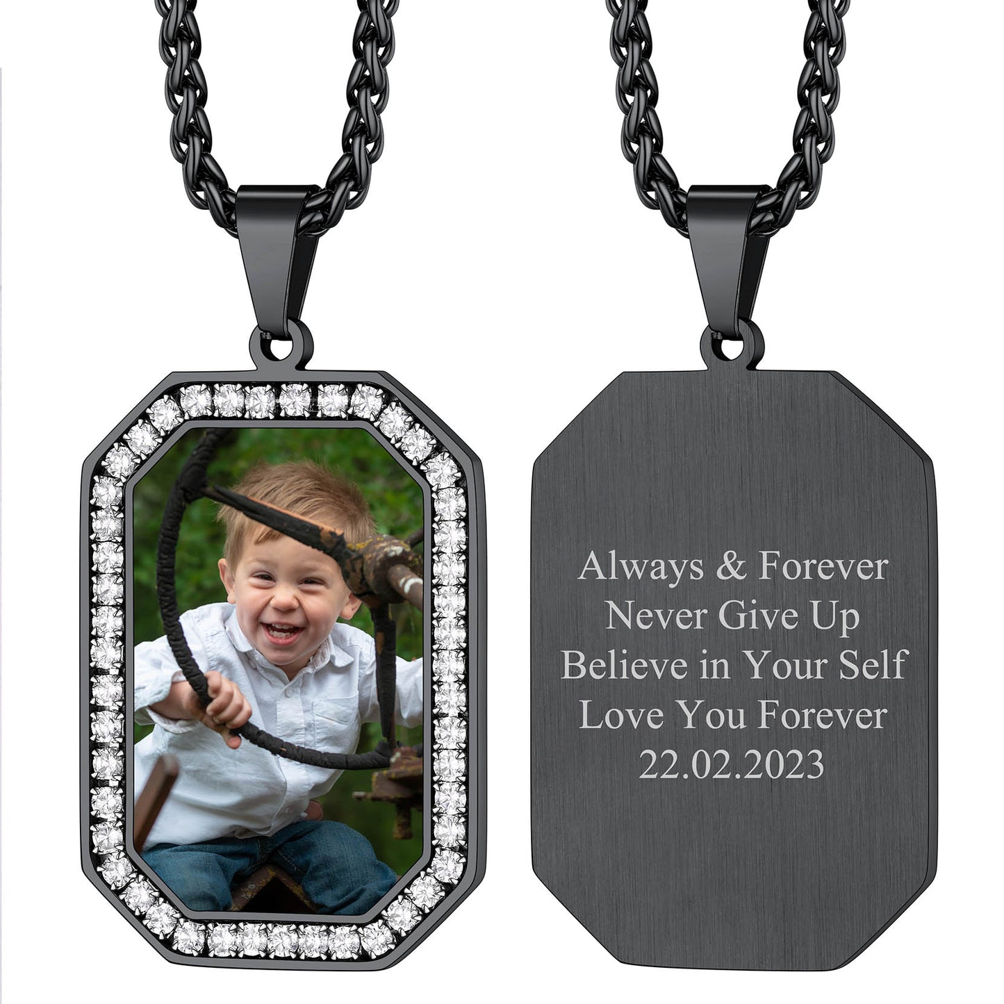 Customized Engraved Picture Dog Tag Necklace for Men/Women FaithHeart