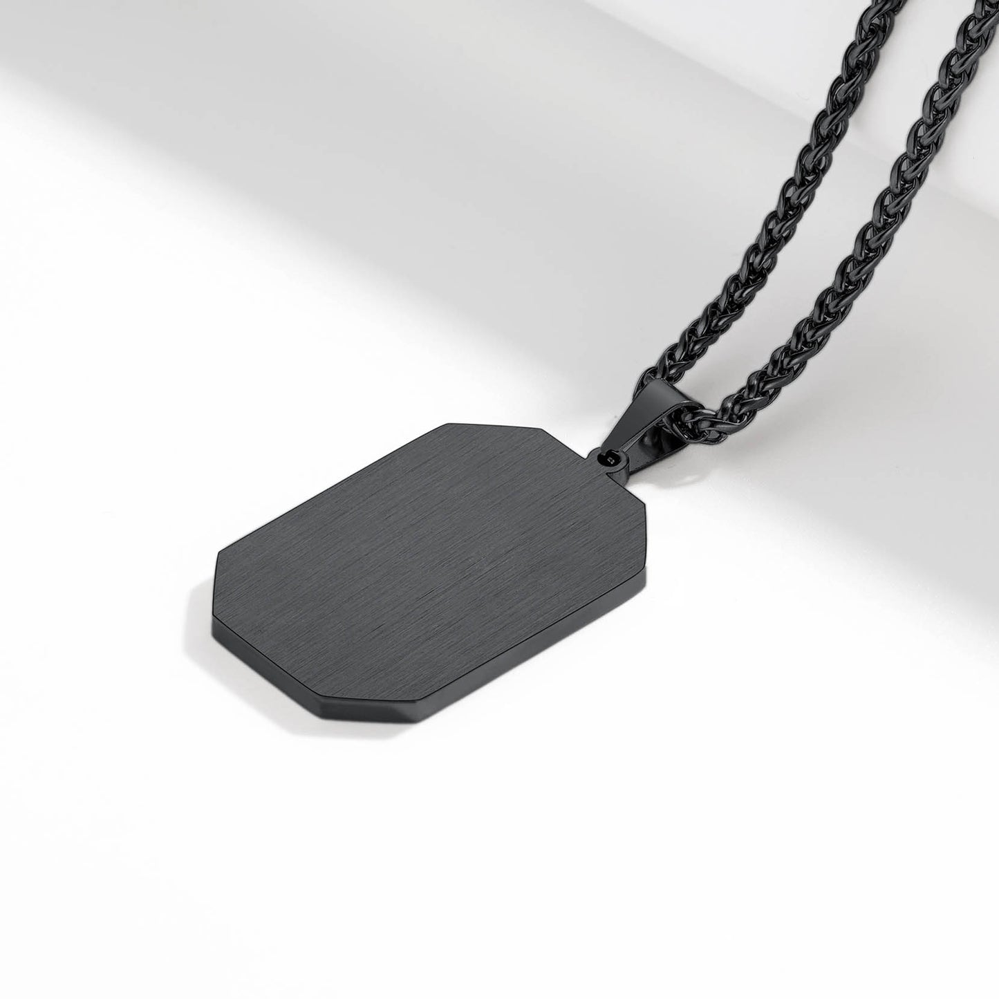 Black dog tag necklace, stainless steel, memorial gift
