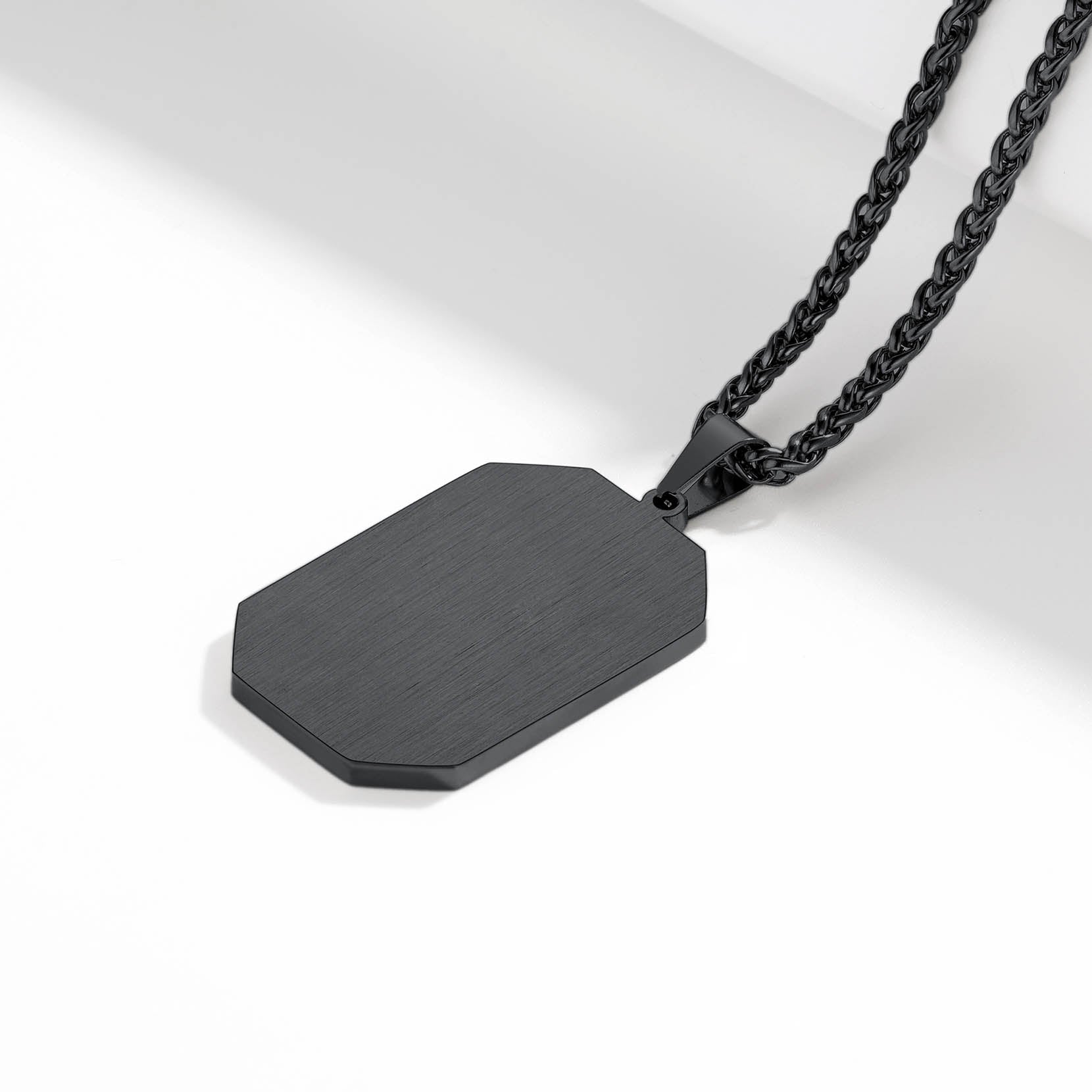 Black dog tag necklace, stainless steel, memorial gift