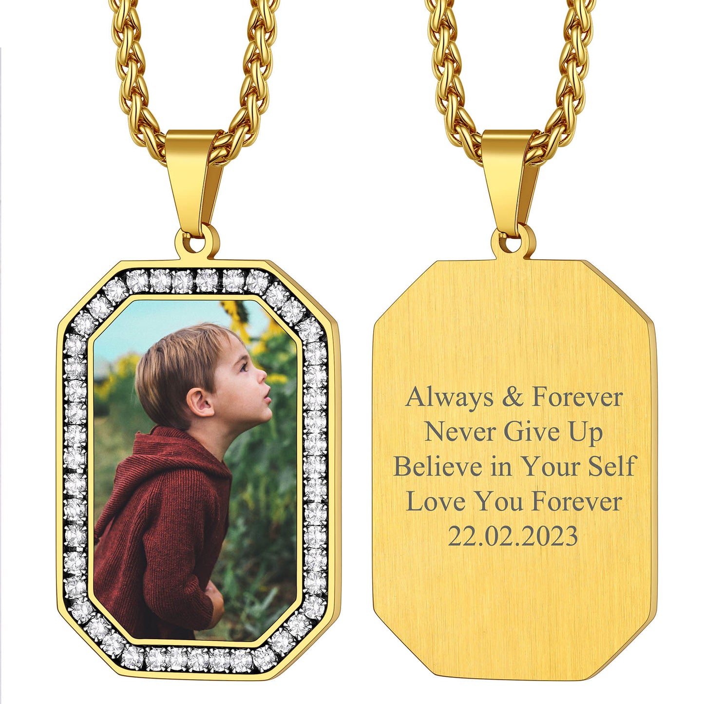 Customized Engraved Picture Dog Tag Necklace for Men/Women FaithHeart