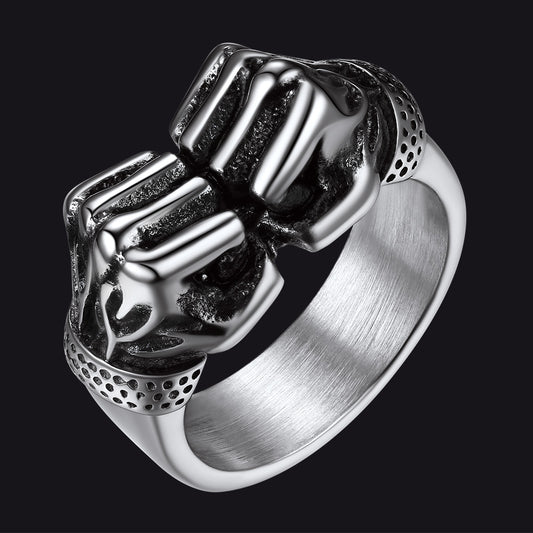 FaithHeart Punk Rock Stainless Steel Boxing Fist Ring for Men FaithHeartimg