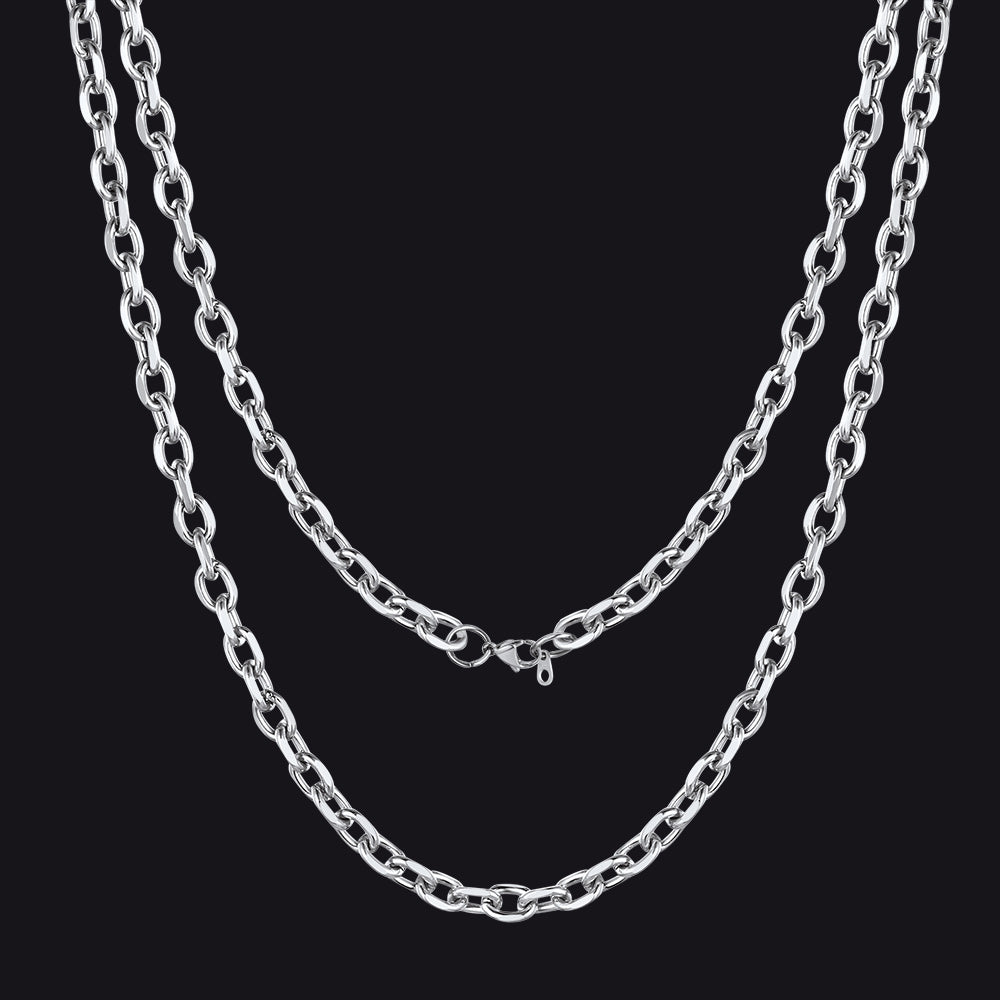 Classic Rolo Link Chain Necklace For Men 18"-30"