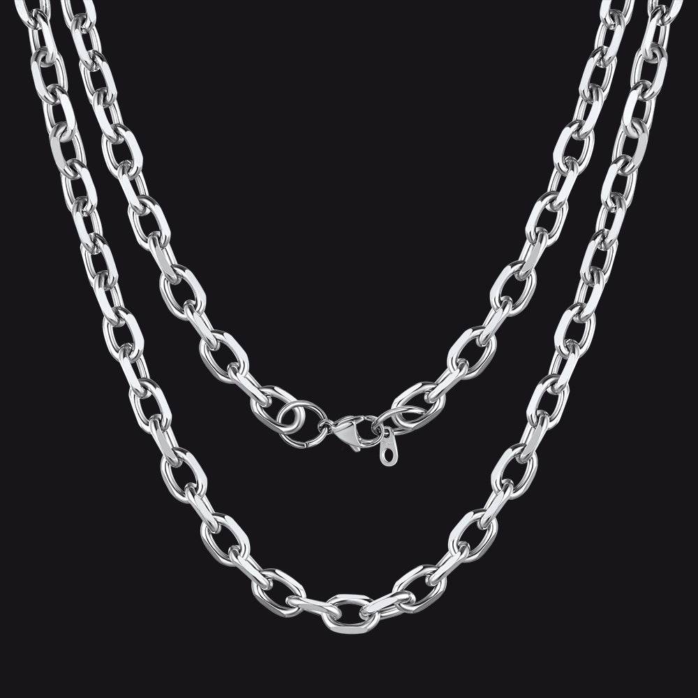 Classic Rolo Link Chain Necklace For Men 18"-30"