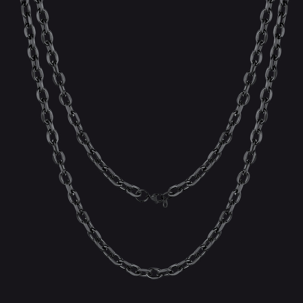 Classic Rolo Link Chain Necklace For Men 18"-30"