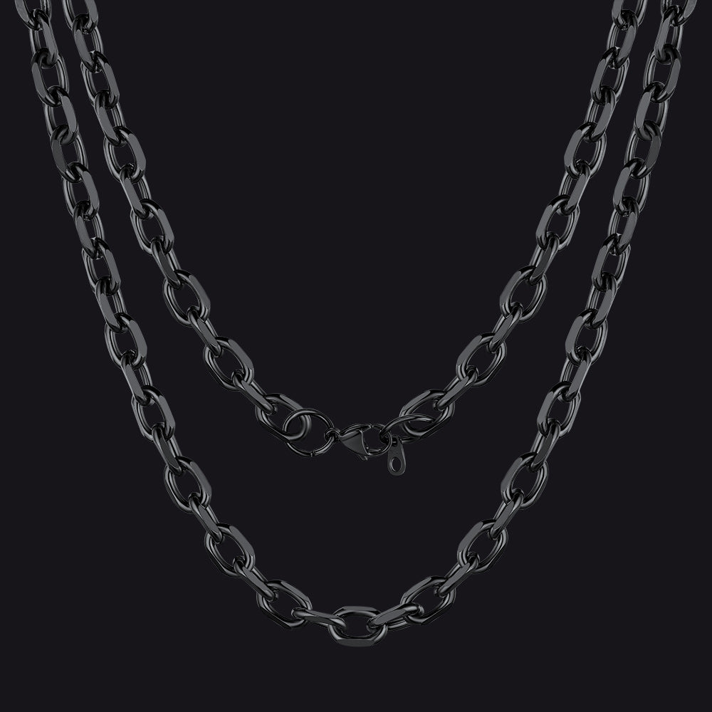 Classic Rolo Link Chain Necklace For Men 18"-30"