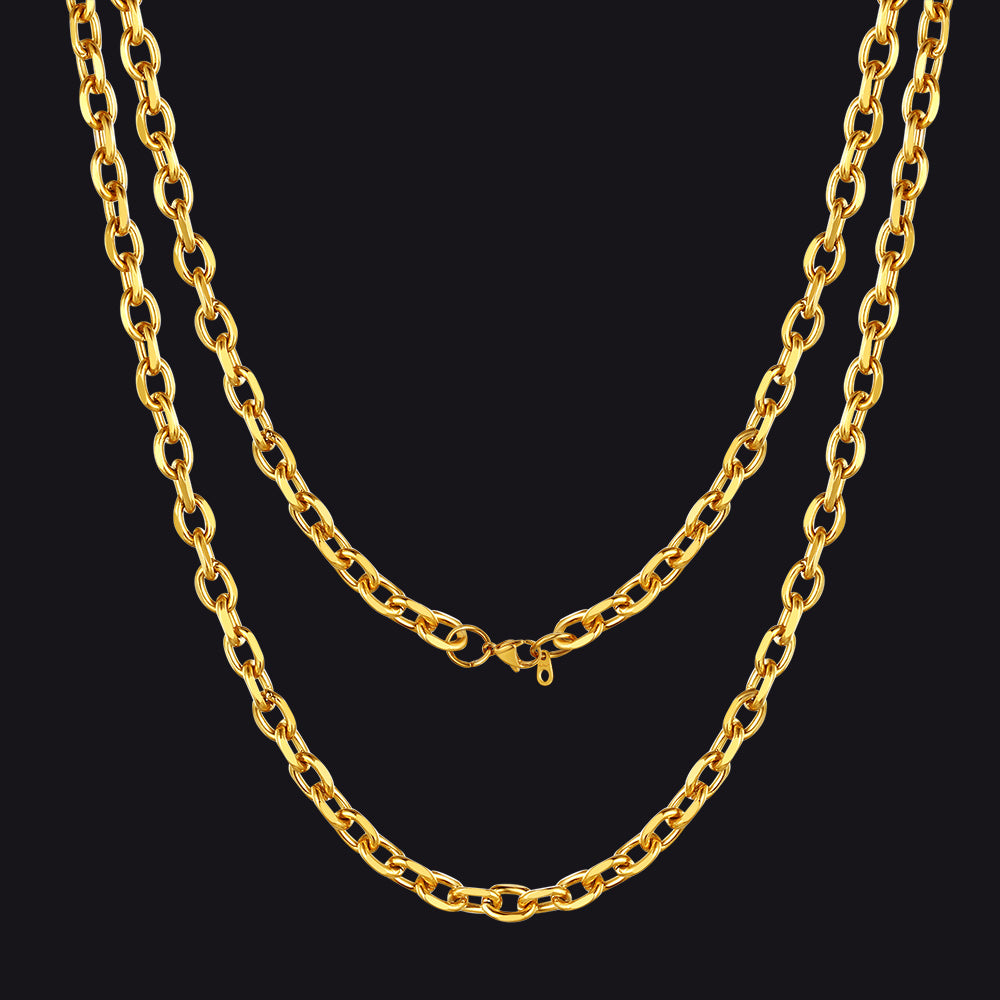 Classic Rolo Link Chain Necklace For Men 18"-30"