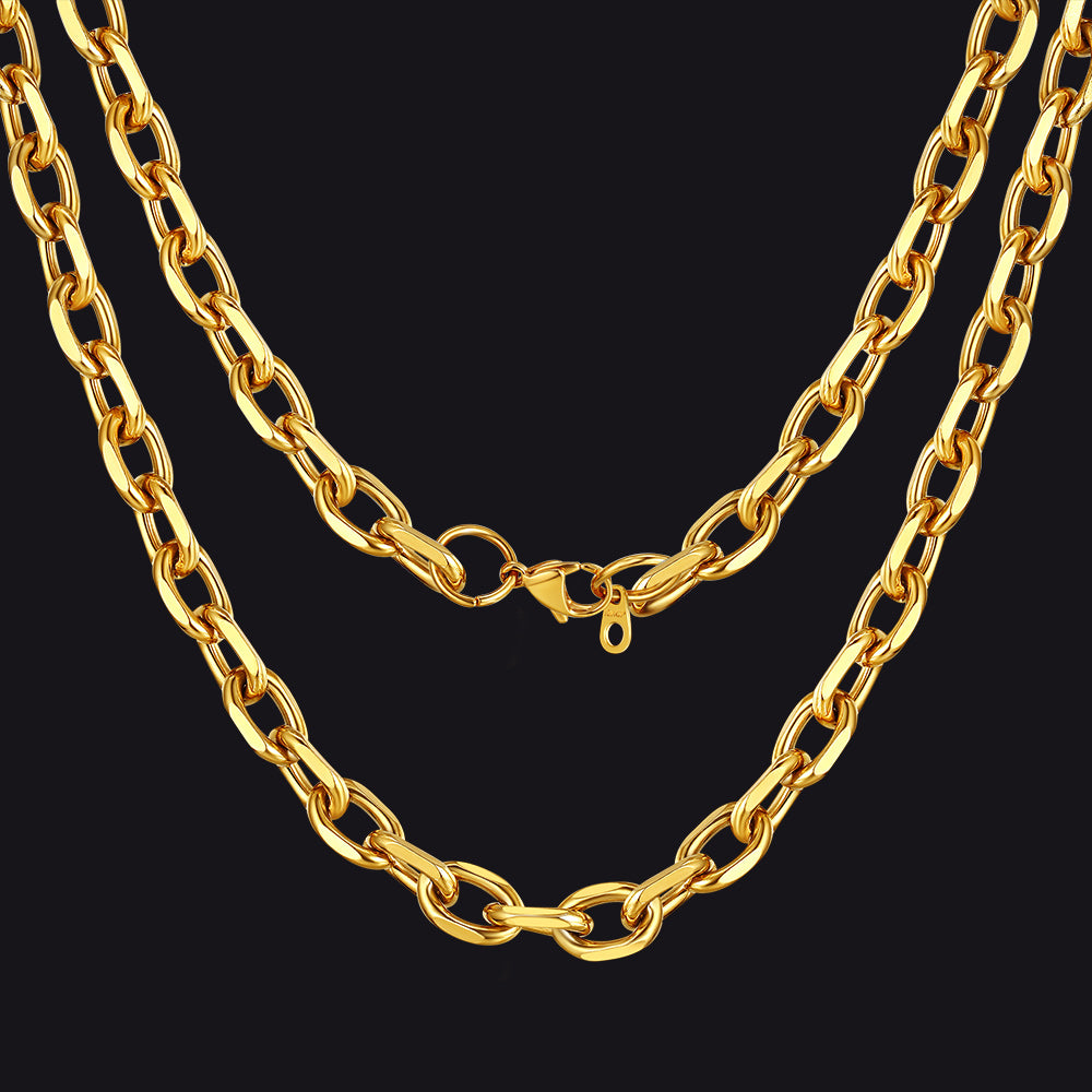 Classic Rolo Link Chain Necklace For Men 18"-30"