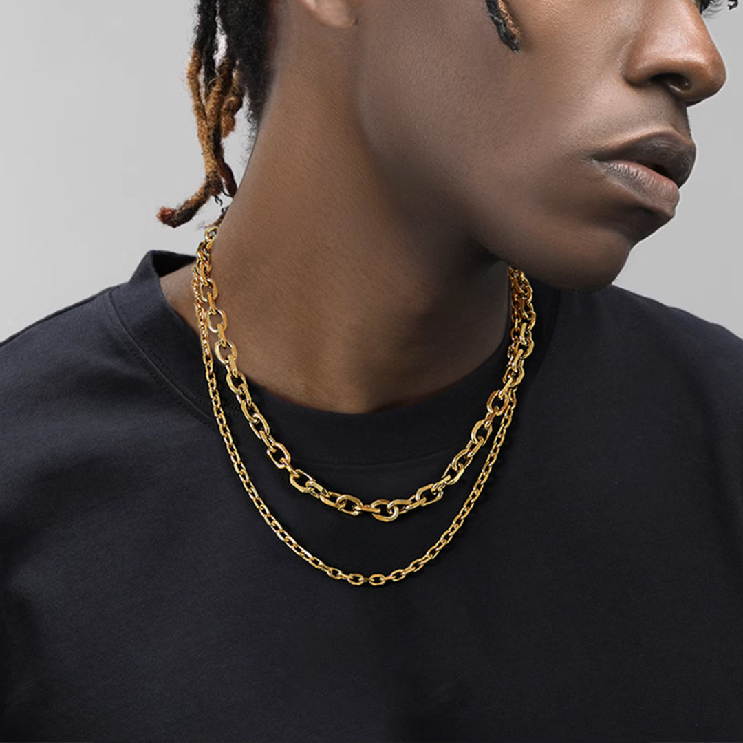 Classic Rolo Link Chain Necklace For Men 18"-30"