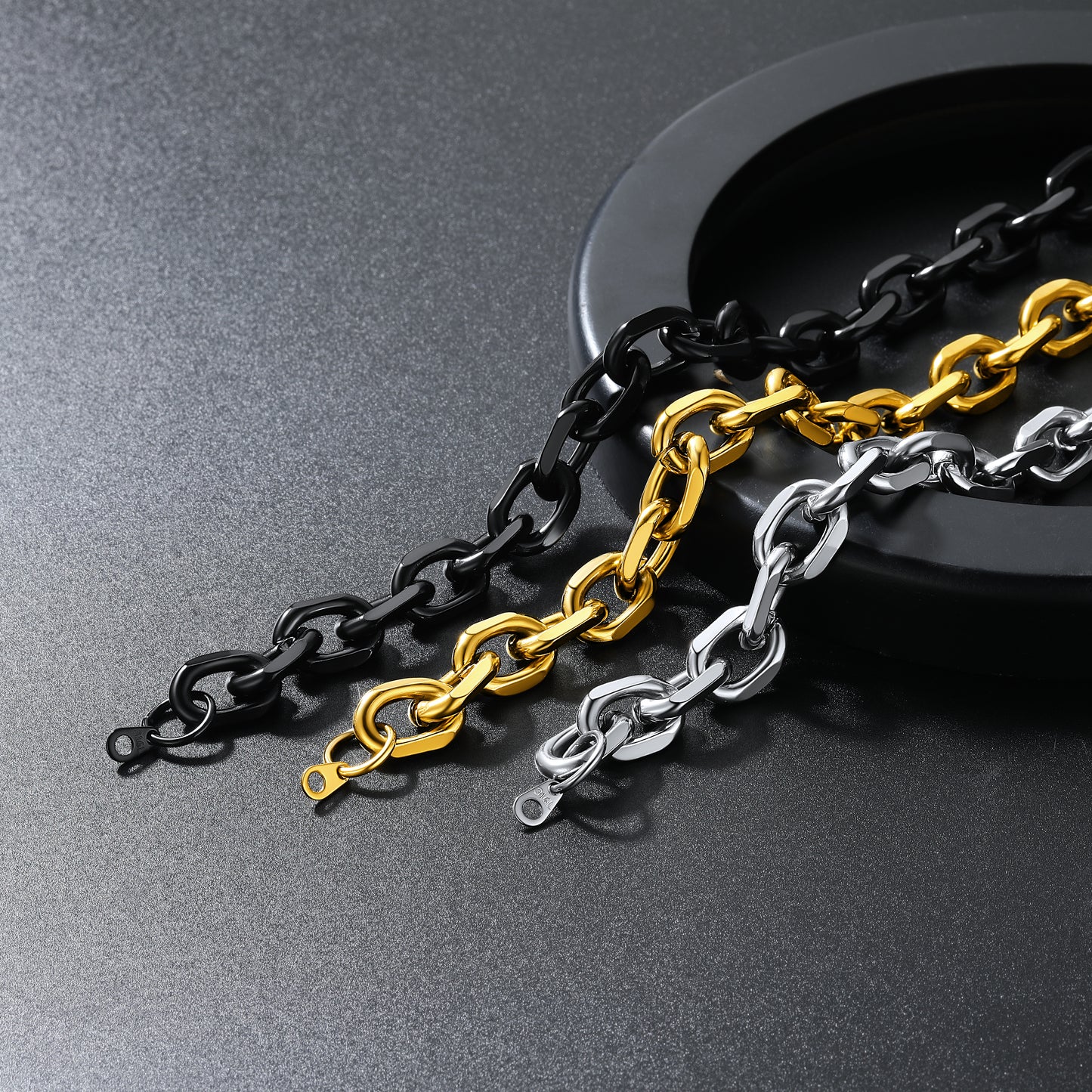 Classic Rolo Link Chain Necklace For Men 18"-30"