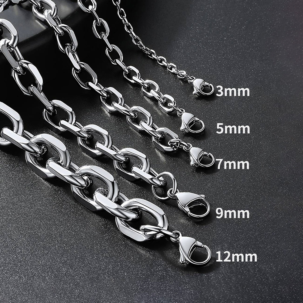 Classic Rolo Link Chain Necklace For Men 18"-30"