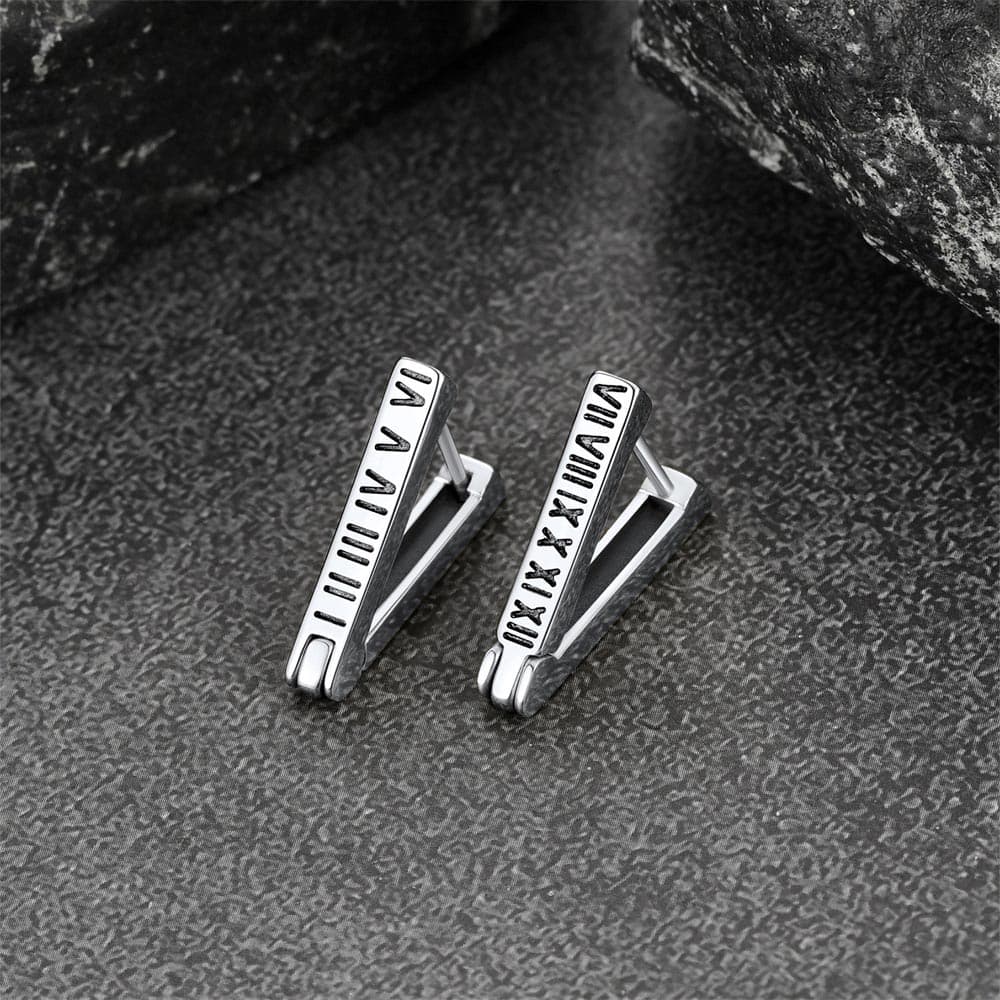 Roman Numerals Hoop Earrings