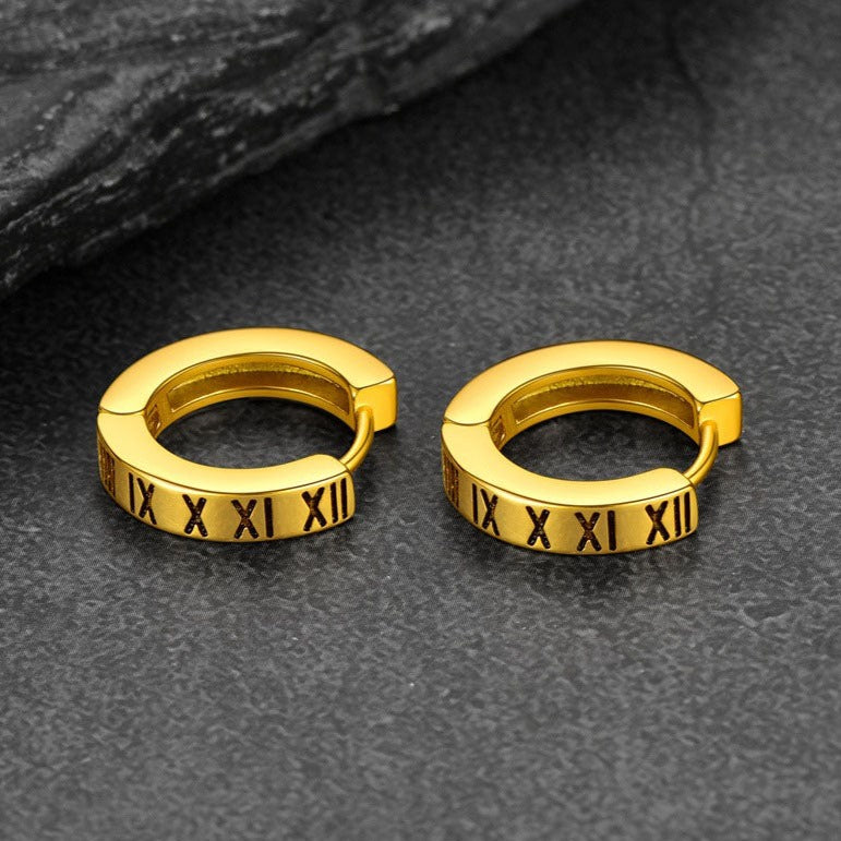 Roman Numerals Hoop Earrings