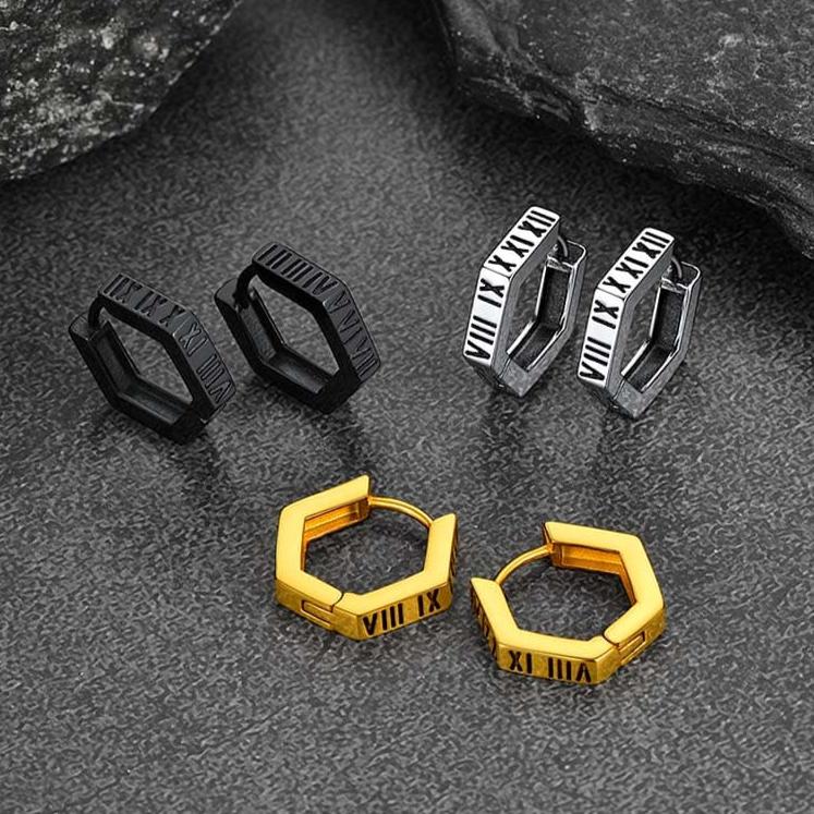 Roman Numerals Hoop Earrings