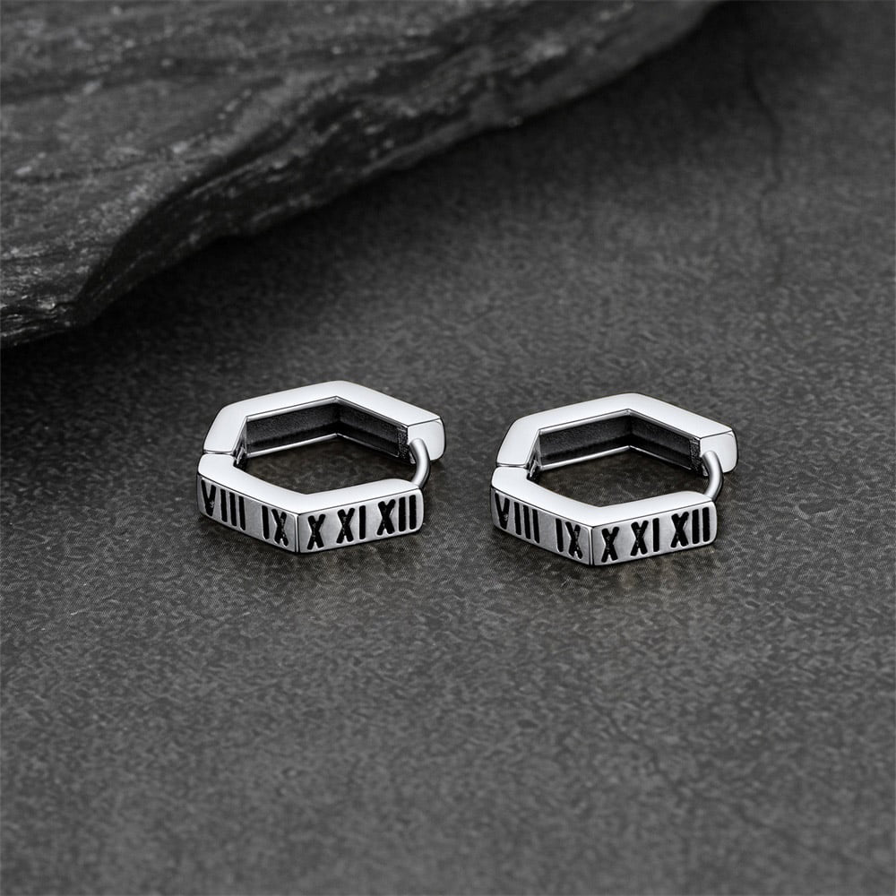 Roman Numerals Hoop Earrings