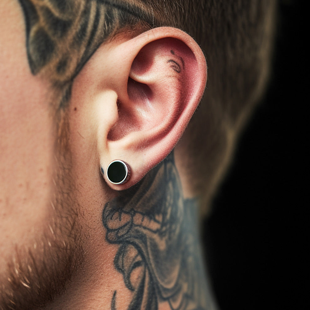 FaithHeart Black Onyx Roman Numerals Stud Earrings in Sterling Silver FaithHeart