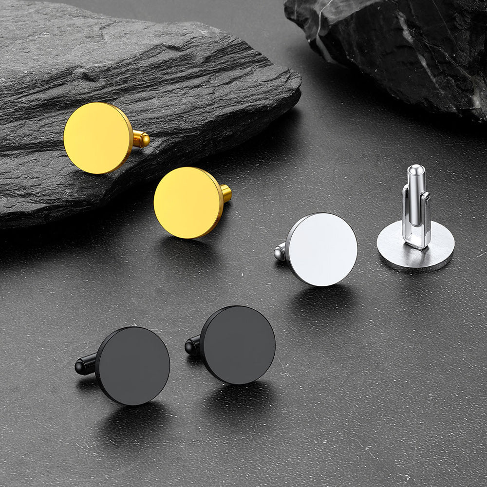 Round Cufflinks with Custom Text