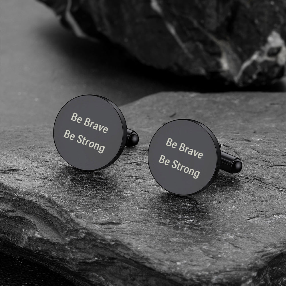 Round Cufflinks with Custom Text